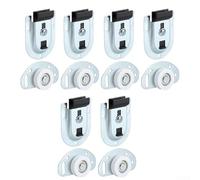 Set di 6 ruote per porte scorrevoli con staffe superiori e viti per una scorrevolezza fluida e silenziosa su porte scorrevoli e armadi, hardware zincato bianco per progetti di miglioramento domestico
