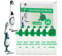 Set di 6 Sacchetti Compatibili con Folletto VK140 e VK150 Microfibra Resistente