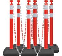 Set di 6 santi mobiler Absperrpfosten, 101,6 cm di altezza, con 1,8 m catena di plastica (Rot)