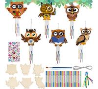 Set di 6 scacciapensieri per bambini, per l'autunno, il fai da te, il giorno del Ringraziamento, il fai da te, i gufi, l'autunno e i bambini, artigianato con adesivi per il giorno del Ringraziamento,