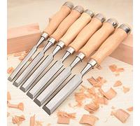 Set di 6 scalpelli per legno per la lavorazione del legno con manico in legno Scalpelli per intaglio del legno di alta qualità Robusto scalpello in acciaio al cromo vanadio per artigiano di falegnam