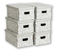 Set di 6 Scatole in Cartone certificate Fsc, organizer per armadio con coperchio, portaoggetti, per trasporto e trasloco, vestiti e scarpe 29x51x20cm, Fiori
