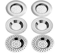 Set di 6 scolapasta per lavello da cucina con scarico doccia, scolapasta doccia, filtro per lavandino per cucina, bagno, protezione del drenaggio, acciaio inox, metallo, 3 misure