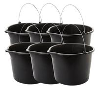 Set di 6 secchi da costruzione, 12 l, con manico in metallo, secchio con beccuccio, secchio per tacchino, diametro 30 cm, robusto e versatile, made in EU