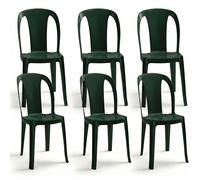 Set di 6 Sedia da Esterno in Resina Color verde bosco Impilabile Leggera e Robus