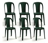 Set di 6 Sedia da Esterno in Resina Color verde bosco Impilabile Leggera e Robusta Design Qualità Made in Italy sca-b Tiuana Ideale per Giardino Bar e Ristorante