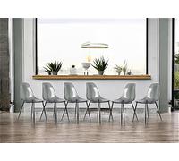 Dmora - Set di 6 sedie Agate, Poltrona in Pet, Sedia da Pranzo ergonomica, Seduta per riunioni, 53x46h81 cm, fumé