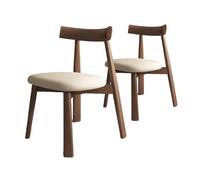 Set di 6 sedie da cucina, stile Mid-Century, moderne, da pranzo, imbottite, stile fattoria, con gambe in legno massello e imbottitura imbottita, per soggiorno, camera da letto, noce scuro + kaki chia