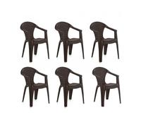 Set di 6 sedie da giardino Dream Wengué - sedie da esterno impilabili - plastica resistente - seduta e schienale comfort - ideale per terrazza, giardino e cortile - leggero e durevole