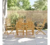 Set di 6 sedie da giardino in bambù, pieghevoli, per esterni, con braccioli, salvaspazio, durevoli, resistenti alle intemperie, 53 x 66 x 99 cm, mobili naturali