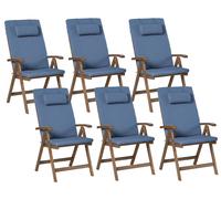 Set di 6 sedie da giardino in legno di acacia naturale, regolabili e pieghevoli
