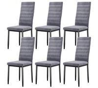 Set di 6 sedie da pranzo con schienale alto, morbido aspetto scamosciato, eleganti & comode, in grigio scuro o grigio chiaro Queste sedie da pranzo con finitura in velluto sono disponibili in un set d