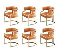 Set di 6 sedie da pranzo imbottite con schienale basso, in ecopelle e gambe in ottone, design moderno per cucina e sala da pranzo, casa in pelliccia