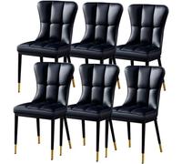 Set di 6 sedie da pranzo impermeabili in pelle ecologica in poliuretano, con gambe in acciaio al carbonio, moderne sedie laterali da cucina, eleganti mobili imbottiti per casa e sala da pranzo