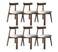 Set di 6 sedie da pranzo in legno con schienale curvo e cuscini in pelle, ideali per cucina, soggiorno e sala da pranzo (noce scuro e grigio chiaro)