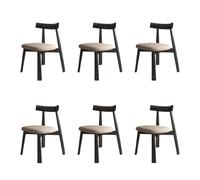 Set di 6 sedie da pranzo moderne, comode sedie in legno con schienale elegante, nero e cachi scuro, perfette per la decorazione della sala da pranzo