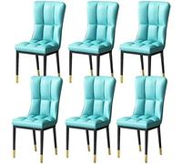 Set di 6 sedie da pranzo moderne con schienale alto, seduta imbottita in morbida pelle sintetica per cucina e soggiorno, eleganti sedie imbottite blu per comfort ed eleganza