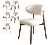 Set di 6 sedie da pranzo moderne con seduta imbottita, schienale curvo, gambe in legno, eleganti per soggiorno, ufficio e studio (noce scuro e bianco)