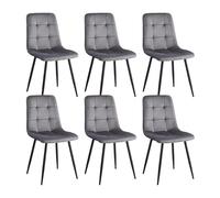 Set di 6 sedie da pranzo moderne, imbottite, con motivo a griglia a 9 griglie, gambe in metallo, seduta in velluto olandese, mobili eleganti per sala da pranzo