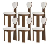 Set di 6 sedie da pranzo moderne in legno massello, stile metà secolo, con cuscini in pelle e schienale in tessuto, perfette per cucina, sala da pranzo, soggiorno, ufficio (colore noce e bianco)