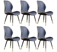 Set di 6 sedie da pranzo moderne in pelle blu scuro Glam Nordic mobili con finitura opaca per cucina e sala da pranzo, comodo schienale.
