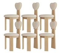 Set di 6 sedie da pranzo moderne Mid-Century in legno massello, cuscini color cachi chiaro e schienali in tessuto, perfetto per cucina, sala da pranzo, soggiorno, camera da letto, ufficio