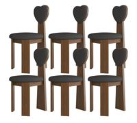 Set di 6 sedie da pranzo moderne Mid-Century, in legno massello, cuscini in pelle e schienali in tessuto, ideali per cucina, sala da pranzo, camera da letto, soggiorno, ufficio (colore noce e nero)