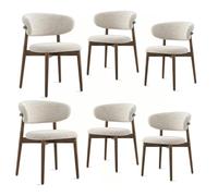 Set di 6 sedie da Pranzo Moderne Mid-Century, Senza braccioli, per Il Tempo Libero, con Schienale Aperto Sedile Imbottito e Gambe in Legno massello per Soggiorno, Camera da Letto