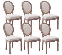 Set di 6 sedie da pranzo vintage in legno massello beige con schienale curvo e telaio splendidamente intagliato, ideali per cucina, camera da letto, sala da pranzo