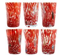 Set Di 6 Sei Vetro Murano Bere Artistico Bicchieri Rosso Fatto a Mano Millefiori