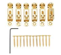 Set di 6 selle per ponte per chitarra in lega di zinco, regolabili in altezza, con rulli, per chitarra elettrica, banjo, chitarra a scatola di sigari (Argento) (Nero) (Oro)