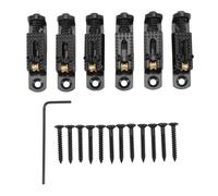 Set di 6 selle per ponte per chitarra in lega di zinco, regolabili in altezza, con rulli, per chitarra elettrica, banjo, chitarra a scatola di sigari (Argento) (Nero)