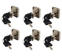 Set di 6 serrature in Purocean con chiave uguale per cassetti da scrivania, per armadi, armadi, cassette degli attrezzi, scrivania, dimensioni 22 mm, nichel perlato