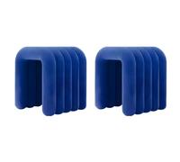 Set di 6 sgabelli da trucco e pouf, imbottiti in flanella, poggiapiedi geometrico, multiuso, non richiede montaggio