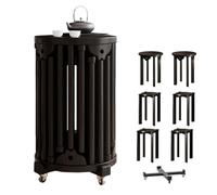 Set di 6 sgabelli impilabili con ruote e freni, tavolino rotondo e tavolini in legno, capacità di carico 220 kg, per cucina, camera da letto, soggiorno
