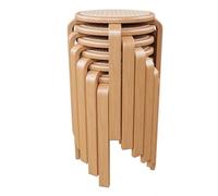 Set di 6 sgabelli rotondi in legno, sedie impilabili in rattan, eleganti mobili da ingresso, seduta versatile per cucina e soggiorno