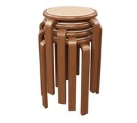 Set di 6 sgabelli rotondi in legno, sedie impilabili in rattan, eleganti mobili da ingresso, seduta versatile per cucina e soggiorno