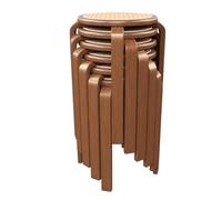 Set di 6 sgabelli rotondi in legno, sedie impilabili in rattan, eleganti mobili da ingresso, seduta versatile per cucina e soggiorno