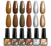 Set Di 6 Smalti Per Unghie Color Cioccolato Per Manicure, Smalto Semipermanente Di Colore Marrone, Facile Da Rimuovere Sotto La Luce Uv, Particolarmente Adatto Per Disegni Unghie Autunno Inverno E Com