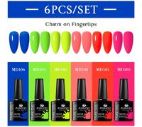 Set di 6 smalti per unghie fluorescenti da 8ml, a lunga durata e resistenti, senza piombo, senza HEMA e TPO, adatti per manicure estiva, gel UV semi-permanente rimovibile, decorazione fai-da-te per un