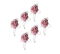 Set di 6 sofisticate spille a forma di fiore per sposi novelli, eleganti bouquet di fiori fatti a mano per sposi e sposa, spilla artificiale, Misura unica, come descritto