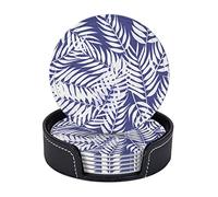 Set di 6 sotto chieri per bevande con supporto in foglia di felce tropicale, tappetino rotondo per tazze, tazze, tavolo, in microfibra, pelle sintetica, per casa, cucina, bar, cabaret, Pup Club, ris