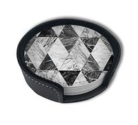 Set di 6 sotto chieri per bevande in pelle di marmo con geometria diamante bianco nero con supporto, adatti per tipi di tazze