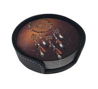 Set di 6 sottobicchieri a forma di acchiappasogni a forma di stella, in pelle, per tazze da tè, tazze, cucina, bar, decorazione per la casa, regalo di inaugurazione della casa