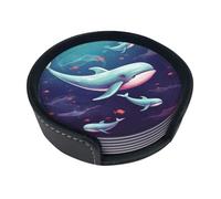 Set di 6 sottobicchieri a forma di balena per bevande, in pelle, sottobicchieri, per tazze da cucina, bar, decorazione per la casa, regalo di inaugurazione della casa