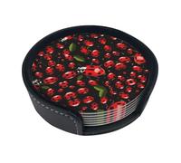Set di 6 sottobicchieri a forma di coccinella con design elegante, in pelle PU, per casa, ufficio e cucina, facili da pulire e resistenti al calore
