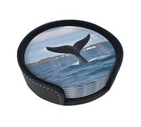 Set di 6 sottobicchieri a forma di coda di balena per bevande, in pelle, sottobicchieri, per tazze da cucina, bar, decorazione per la casa, regalo di inaugurazione della casa