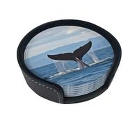 Set di 6 sottobicchieri a forma di coda di balena per bevande, in pelle, sottobicchieri, per tazze da cucina, bar, decorazione per la casa, regalo di inaugurazione della casa