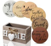 Set di 6 sottobicchieri a forma di cuore in legno per bevande con supporto, divertenti per la famiglia e gli amici, protezione del tavolino da caffè, 10 cm (marrone, colori vivaci)