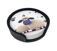 Set di 6 sottobicchieri a forma di pecora per bevande, in pelle, sottobicchieri, per tazze da cucina, bar, decorazione per la casa, regalo di inaugurazione della casa